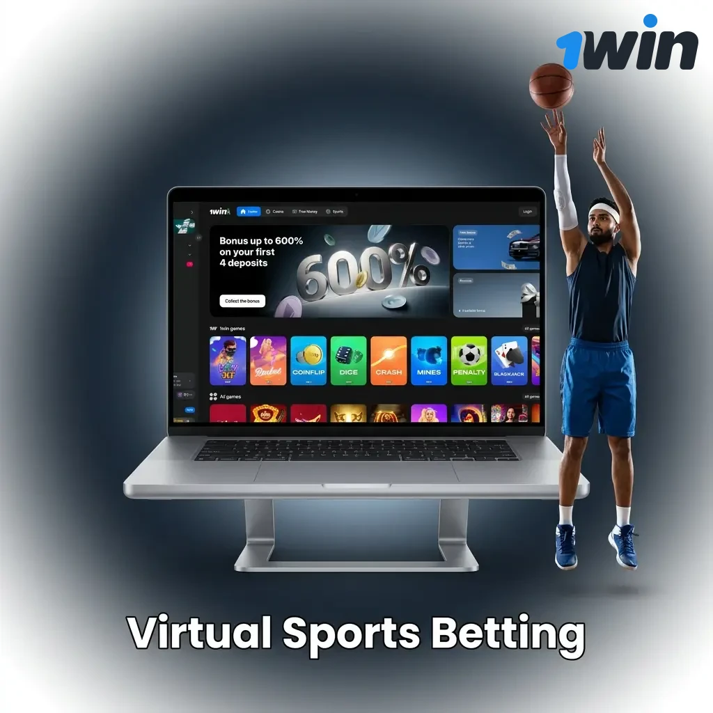 Virtual sports betting on 1win India featuring football, cricket, basketball and horse racing simulated 24/7