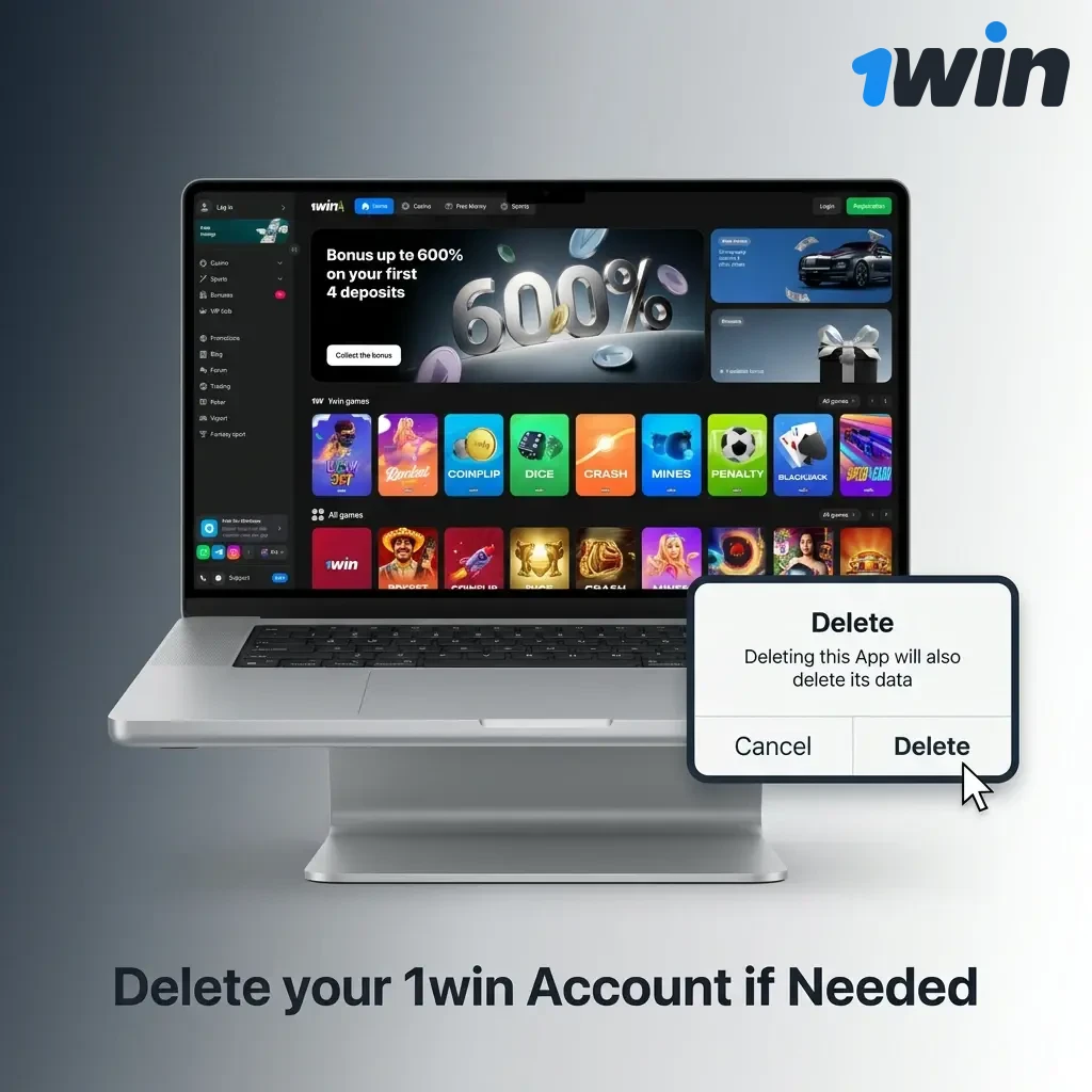 Step-by-step guide to permanently delete a 1win account through settings or customer support request
