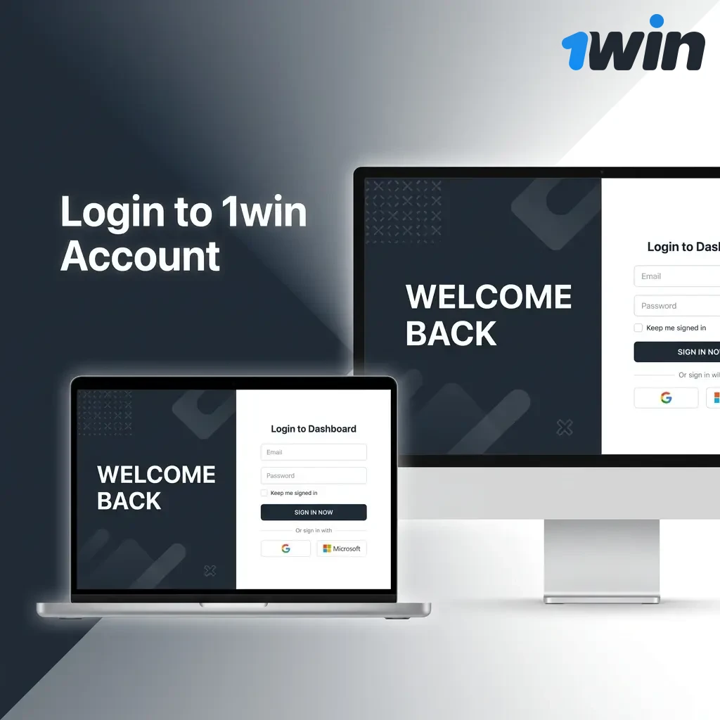 1win account login page showing step-by-step sign-in process with email, password fields and two-factor authentication